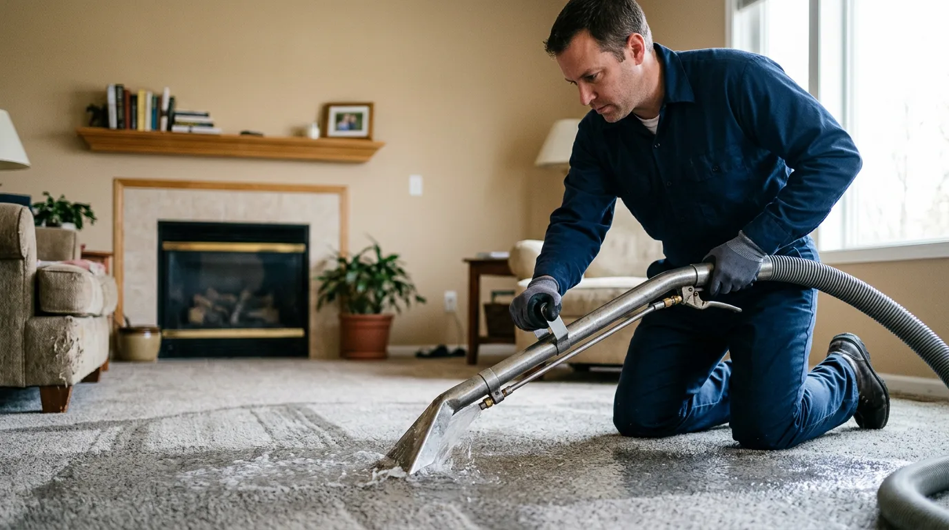Water damage restoration technician working near Dearborn Heights, MI